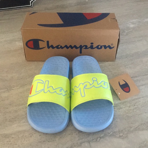 mint green champion slides